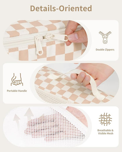 Narwey 7 Set Checkered Packing Cubes for Travel Carry on Suitcase Luggage Organizer Bags for Kids Women Men, Durable Packing Organizers Bag, Travel Essentials Accessories (Light Checkerboard)