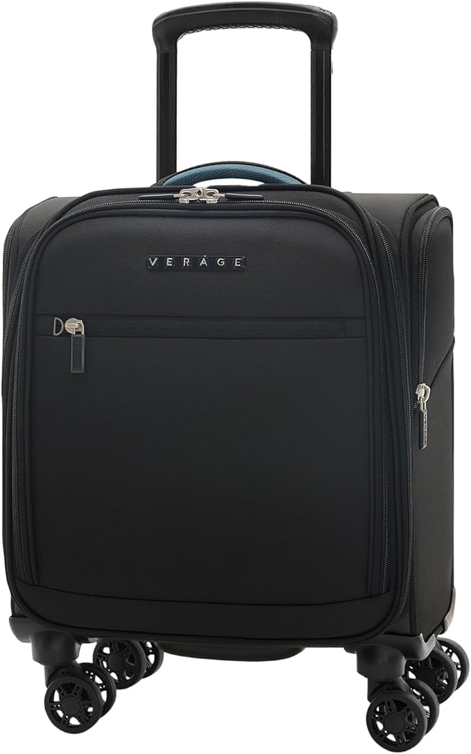Verage Under Seat Luggage with Wheels, Softside Small Suitcase Spinner Carry On Luggage Bags for Airlines Airplanes Short Trip Men Women (Black, 14-Inch Underseat)