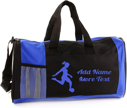 Personalized Kids 18 Inch Sport Duffel Bag With Custom Name & Text - Soccer Female