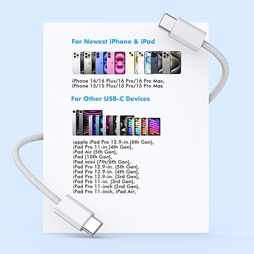 【Apple MFi Certified】Apple iPhone 17/16e/15 Charger Block Fast Charging,3Pack 20W USB C Wall Charger Super Quick Charge USBC to USBC Woven Cable Cord for iPhone 17 16 15 Pro/Pro Max,iPad Pro/Air/Mini