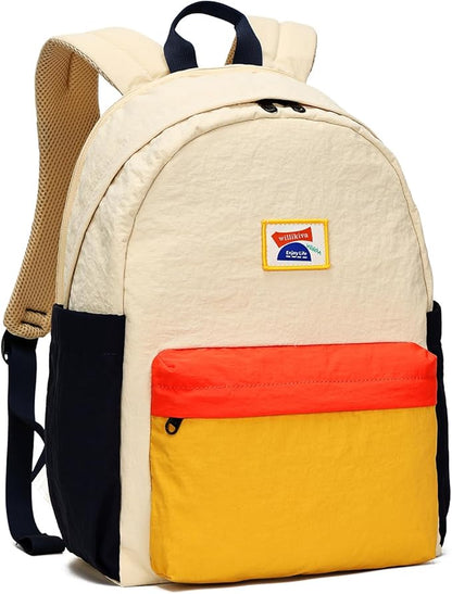 willikiva Kids Backpack for School Boys Girls Teens Toddler Backpack Waterproof Kindergarten Preschool Elementary Bookbag Children Travel Bag(Off White Yellow,Medium)