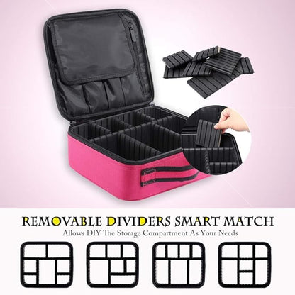 gzcz Travel Makeup Bag,Portable Makeup Case for Women,Professional Cosmetic Train Case Organizer Artist Storage Bag With Adjustable Dividers Brushes Toiletry Jewelry Digital Accessories