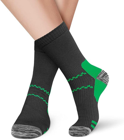 CHARMKING 6 Pairs Crew Compression Socks for Women & Men Circulation 15-20 mmHg is Best for All Day Wear Running Nurse