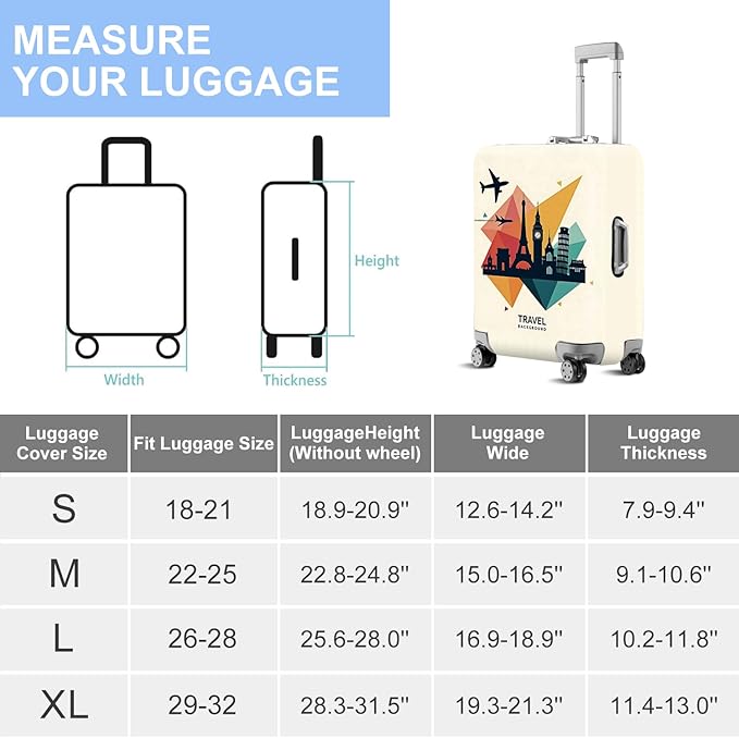 ANNA QUEEN Travel Luggage Cover Suitcase Protector Suitcase Cover Anti-Scratch,Stretchable Luggage Travel Bag Cover Washable