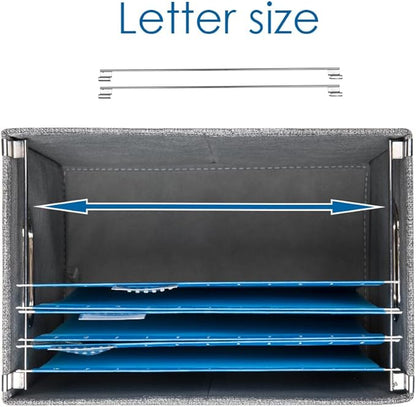 PRANDOM File Organizer Box - Set of 4 Collapsible Decorative Linen Filing Storage Hanging File Folders with Lids Office Cabinet Letter Size Green (14x9.3x10.8 inch)