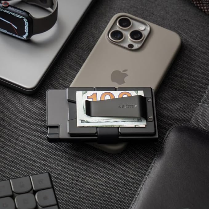 Ekster - Aluminum Cardholder Pro Wallet - All-Metal Aluminum Wallet for Men - Fits 7 Cards, RFID Blocking Layer, Ultra-Thin, Minimalist, Push Button, Card Access, Expandable, Trackable (Space Grey)