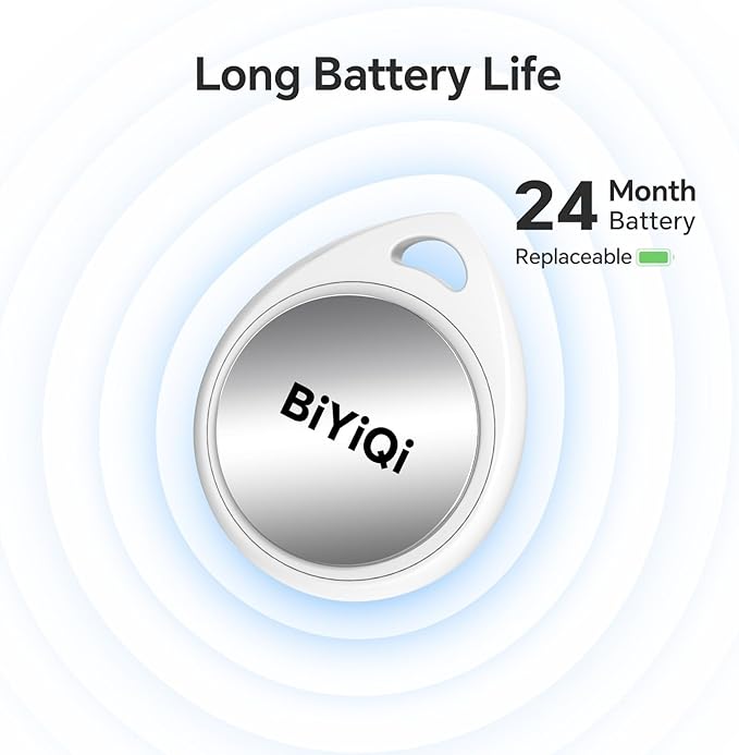 Air Tracker Tag, Bluetooth Keys Finder Work with Apple Find My (iOS Only), Smart Tag, Luggage Tracker, Item Locator for Luggage Tags, Bags, Pet, Replaceable Battery, White