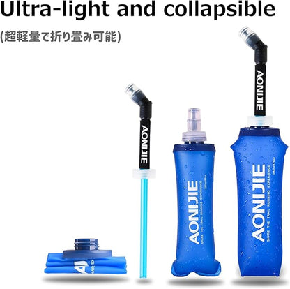 Azarxis TPU Soft Flask Collapsible Water Bottles BPA-Free 250ml 350ml 500ml 600ml for Hydration Vest Pack Running Hiking Cycling Climbing