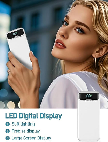 Portable Charger Power Bank with Built in Cables and AC Wall Plug,PD20W&SCP22.5W USB-C Super Fast Charging,20000mAh Travel Phone Charging,LED Display Battery Pack Compatible All iPhone Samsung etc