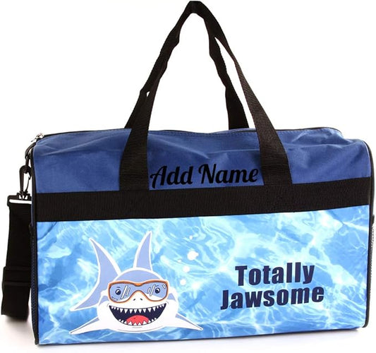 Personalized Kids 18 Inch Duffel Bag for Sports, Travel and Sleepover - Shark