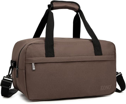 Kono Travel Duffel Bag 14L Under Seat Carry-on Bag Sports Tote Gym Bag Weekender Overnight Bags 13.78"x7.87"x7.87" Brown