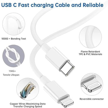 iPhone Charger Fast Charging,iPhone Fast Charger 2Pack USB C Wall Apple Charger Block Adapter 6FT USB C to Lightning Cable Cord Compatible with iPhone 14 Pro Max/14 Plus/13 Pro/12 Mini/11/XS/XR/X,iPad