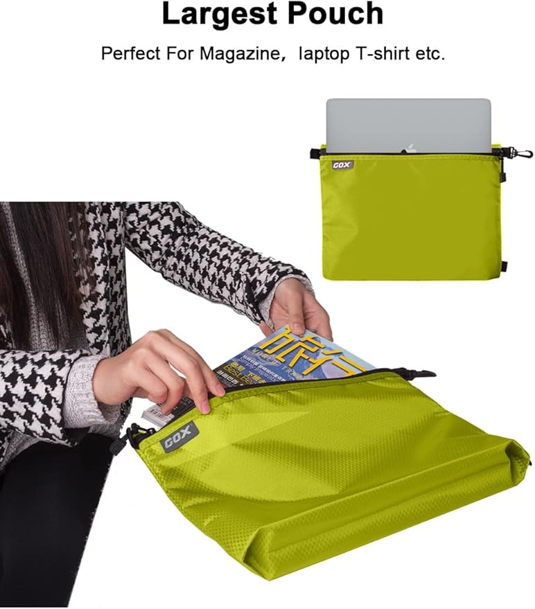 GOX 3 Pack Travel Toiletry Bag for Men Carry On Packing Organizer Zipper Pouch Portable Cosmetic Pouch Accessory Document Electronics (Green)