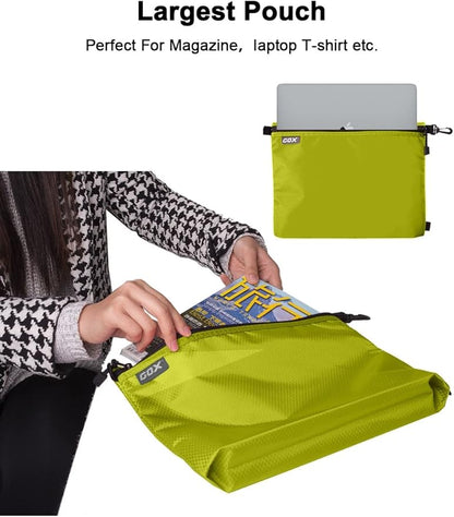 GOX 3 Pack Travel Toiletry Bag for Men Carry On Packing Organizer Zipper Pouch Portable Cosmetic Pouch Accessory Document Electronics (Green)