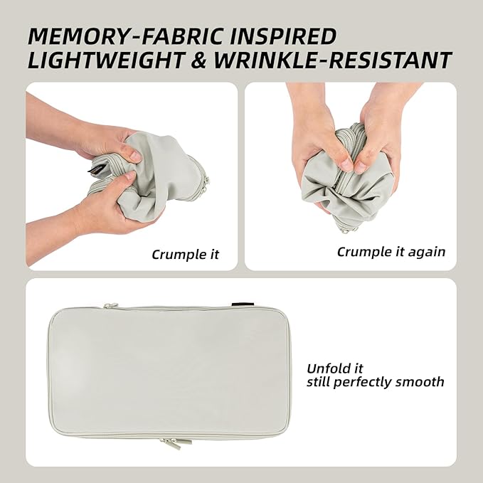 4 Piece Compression Packing Cubes for Suitcases and Backpack, Lightweight Travel Organizer Bags (Off White)