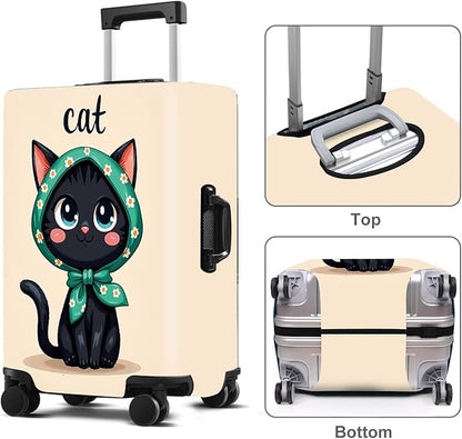 Luggage Cover Washable Suitcase Protector Anti-Scratch,Stretchable Fit for 20-34Inch Luggage Durable Travel Bag Cover with Zipper Closure (Cat, M(fits 24-26Inch suitcase))
