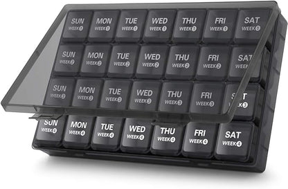 TookMag Monthly Pill Organizer 28 Day Pill Box, Large Medicine Pill Organizer 4 Weeks, One Month Pill Box Pill Case Travel Pill Organizer with Dust-Proof Container for Pills/Vitamin/Supplements
