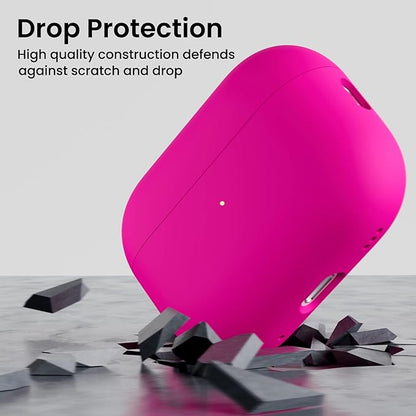 ORNARTO Compatible with AirPods Pro 2 Case 2022, Full Protective Hybrid Silicone for AirPods Pro 2nd Generation Case, Front LED Visible Skin Cover-Hot Pink