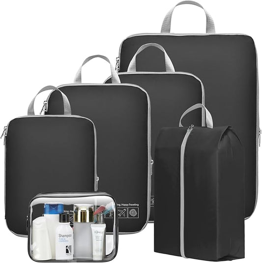 Cambond Compression Packing Cubes for Travel - Lightweight Expandable Travel Bags Luggage Organizers Travel Essentials Compression Cubes for Travel Space Saver for Carry on Suitcases Organizer