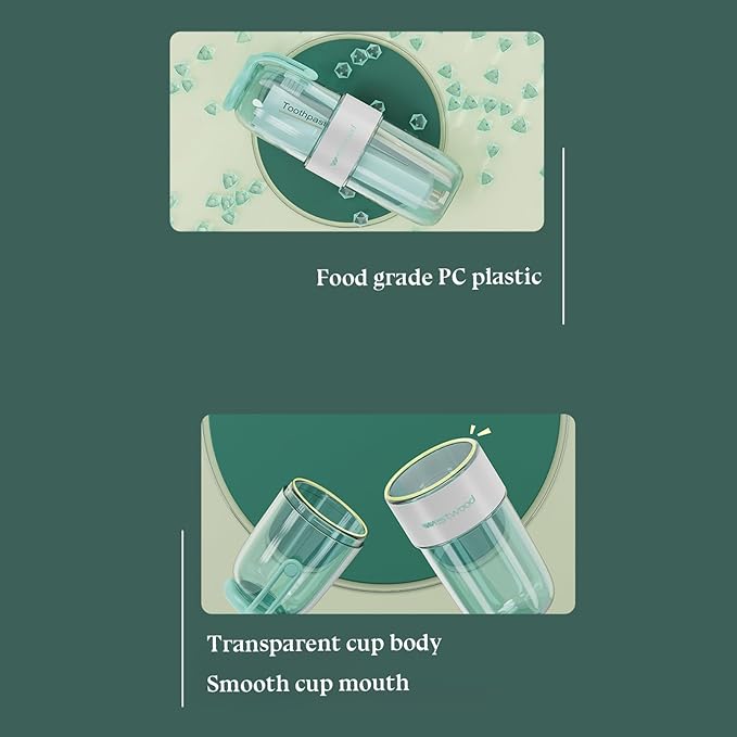 Luxury Transparent Black Toothbrush Travel Case, Portable Travel Toothbrush & Toothpaste Holder Cover Organizer Container with Mouthwash Cup for Camping, Business Trips, Bathroom Storage