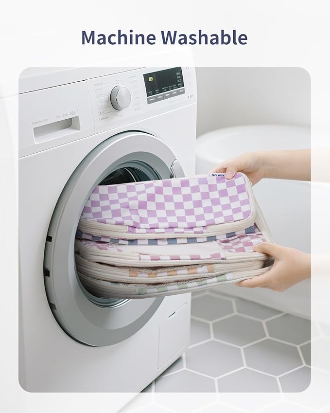 Narwey 5 Set Compression Packing Cubes for Travel, Luggage Packing Organizer Bags for Carry on Suitcase, Expandable Checkered Storage Bags with Laundry & Handle (Combined Checkered)
