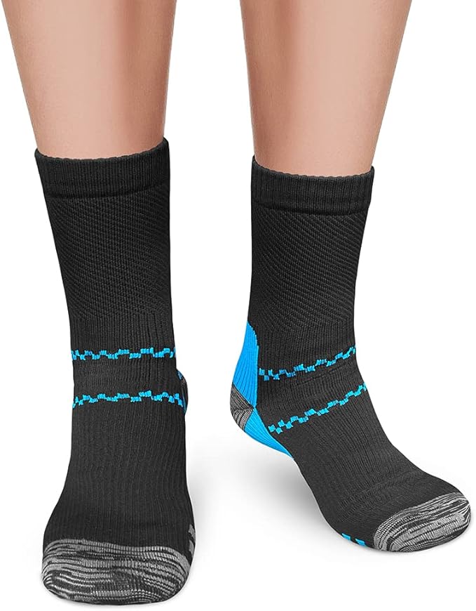 CHARMKING 6 Pairs Crew Compression Socks for Women & Men Circulation 15-20 mmHg is Best for All Day Wear Running Nurse