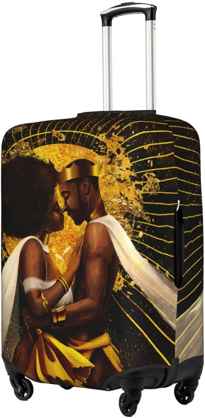 Luggage Covers - Suitcase Protector, Anti-scratch, Washable - Black, Large - African Queen And King Black Crown