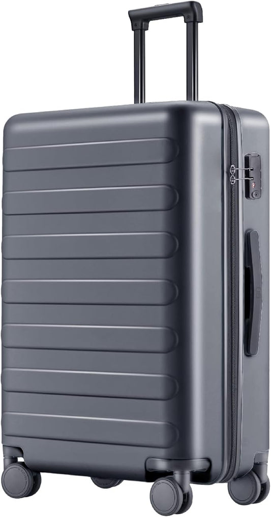NINETYGO Medium Checked Luggage 24 Inch, Checking In Luggage with Smooth Spinner Wheels, Lightweight, Hard Shell PC Suitcase, Lightweight Travel Luggage, TSA Approved (Grey, Rhine Basic)