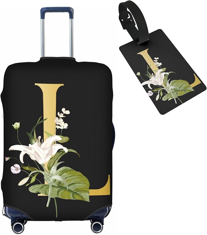 Decorative L Suitcase Protectors Elastic Washable Luggage Covers With Concealed Zippers For 18-32 Inch Luggage (Size S: Fits 18-21 Inch)