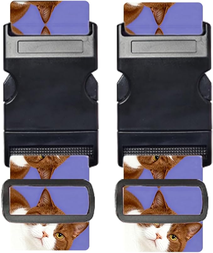Nuxovilar Luggage Straps of 2 Set Brown and White Cats Repeating Pattern, Durable Material 1.96 * 70.86 Inches for Suitcases,Travel Accessories for 22-28 Inch Luggage, Perfect for Pet Lovers,Leisure