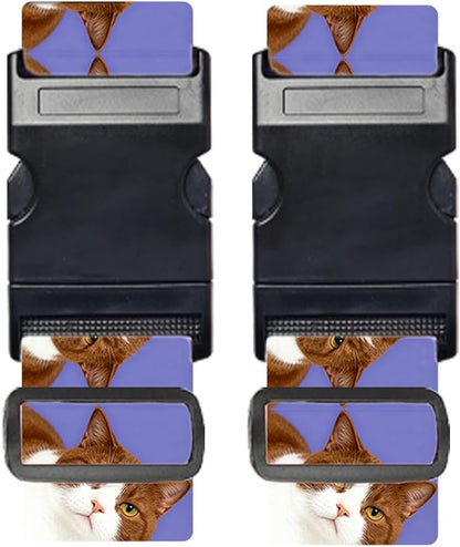 Nuxovilar Luggage Straps of 2 Set Brown and White Cats Repeating Pattern, Durable Material 1.96 * 70.86 Inches for Suitcases,Travel Accessories for 22-28 Inch Luggage, Perfect for Pet Lovers,Leisure