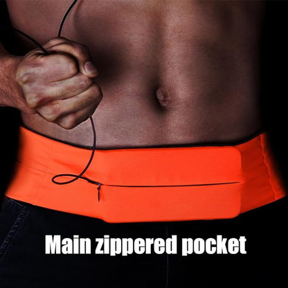 Running Belt for Women & Men, Runners Fanny Pack.Pockets with Zippers.hidden money belt for travel. Slim Thin Elastic Waistband.Marathon Jogger Sport Workout Fitness Exercise Gym Phone Holder Belt.