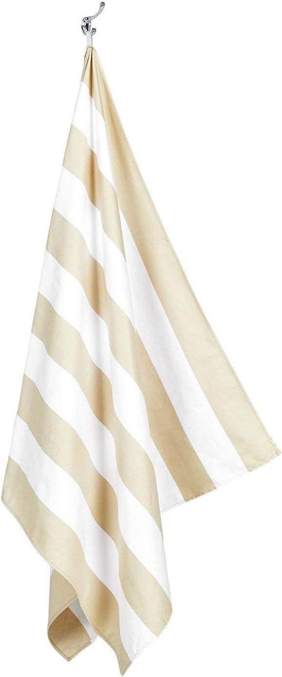 Dock & Bay Beach Towel - Quick Dry, Sand Free - Compact, Lightweight - 100% Recycled - Includes Bag - Cabana Light - Bora Bora Beige - Large (160x90cm, 63x35)