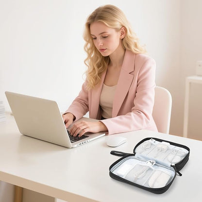 Skycase Tech Pouch - Lightweight Electronics Organizer Travel Case, Double Layers Travel Cable Organizer, All-in-One Storage Bag for Charger, Cord, Phone, Flash Drive, Accessories