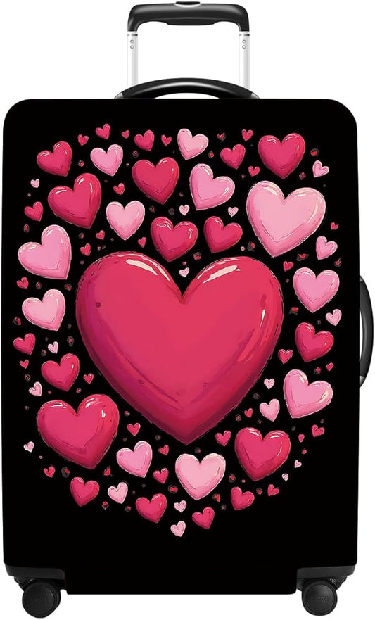 Luggage Cover Washable Suitcase Protector Anti-Scratch,Stretchable Fit for 20-34Inch Luggage Durable Travel Bag Cover with Zipper Closure (Heart, L(fits 28-30Inch suitcase))