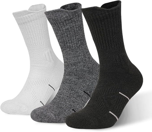 Mohair Wool Compression Running Socks 3 Pairs Anti-Blister Crew Socks Moisture Wicking Target Cushion Athletic Hiking Socks