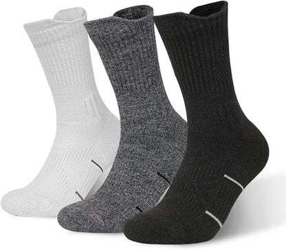 Mohair Wool Compression Running Socks 3 Pairs Anti-Blister Crew Socks Moisture Wicking Target Cushion Athletic Hiking Socks