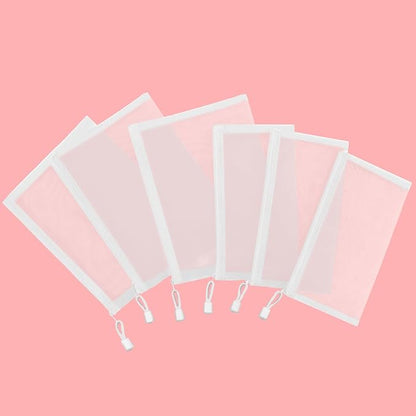 12 Pieces Zipper Nylon Mesh Pouch, Mesh Cosmetic Bags Makeup Bags Pencil Case, Multipurpose Travel Bags for Cosmetic School Office Supplies and Travel Accessories (White, A5)