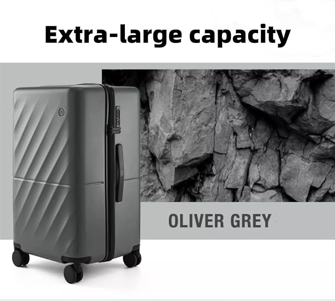 NINETYGO Trunk Luggage 26 Inch, Medium Checked Luggage with Double Spinner Wheels, Anti-Burst Zipper, Hard Case PC Suitcase, Lightweight Travel Luggage, TSA Approved (Slate Grey, Hudson)