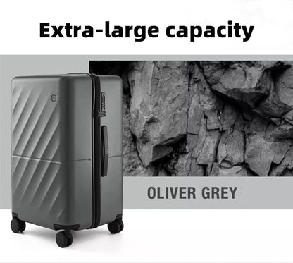 NINETYGO Trunk Luggage 24 Inch, Medium Checked Luggage with Double Spinner Wheels, Anti-Burst Zipper, Hard Case PC Suitcase, Lightweight Travel Luggage, TSA Approved (Slate Grey, Hudson)