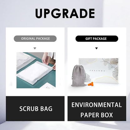 FRESHME Cotton Eye Mask for Sleeping in Gift Box - Soft and Adjustable Extensions Sleep Mask with Earplugs and Pouch for Women and Men, Blackout Cover for Night Travel Relaxation