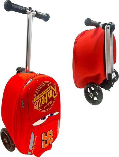 Fast Forward Kid’s Licensed 18" Ride-On Suitcase Scooter - Lightweight Carry-On Foldable Scooter Luggage