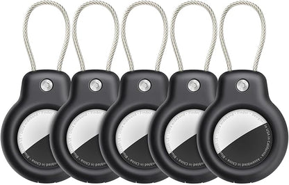 SPGUARD for AirTag Holder Case with Keychain, Air Tags-5 Pack for Apple Air Tag Holder with Wire Cable Lock Key Ring Chain Air Tagholder Accessories for GPS Item Tracker Kids,Keys,Luggage