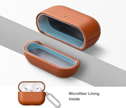 Lopie Leather Case for AirPods Pro 2, Handmade for AirPods Pro 2nd Generation Case Cover with Keychain & Cleaner Kit, Protective Hard Shell Cover, Fully-Wrapped with Top Grain Leather - Brown