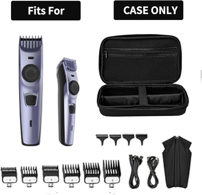 Hard Travel Case for Hair Clippers, Hair Cutting Barber Supplies Holder, Trimmer Organizer Storage Bag for Ufree/Hatteker/Oneisal/Wahl 5Star/Andis Men Razor Guard Grooming Kits (Black)