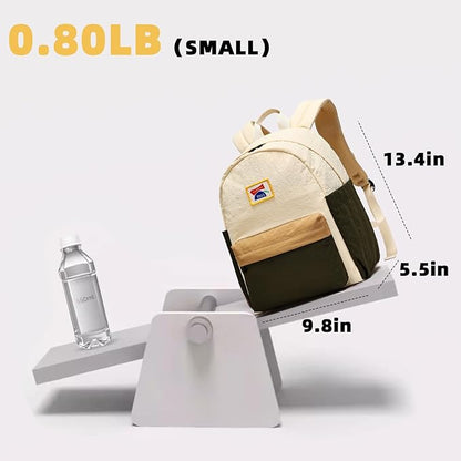 willikiva Kids Backpack for School Boys Girls Teens Toddler Backpack Waterproof Kindergarten Preschool Elementary Bookbag Children Travel Bag(Off White Deep Green,Small)