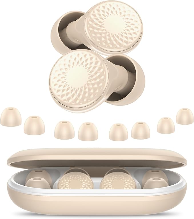 Ear Plugs for Sleeping,Noise Cancelling Silicone Earplugs,45 dB,Soft and Reusable,Hearing Protection with 8 Earpieces in 4 Sizes(XS/S/M/L),Carrying Bag,for Sleeping,Concert,Travelling,White