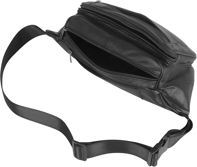 Genuine Leather Fanny Pack/Waist Bag/Organizer with Adjustable Belt, Multiple Pockets For Men and Women