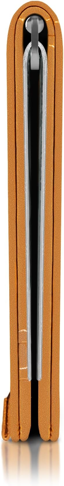 Kings Loot Money Clip Slim Minimalist Wallet for Men – RFID Blocking Leather Design with Money Clip – Front Pocket Bifold Holds 12 Cards – Stylish & Compact Wallets (Cognac)