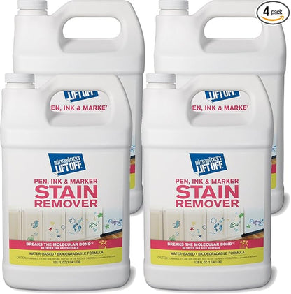 Motsenbocker's Lift Off 41001-4PK Pen, Ink & Marker Stain Remover – Removes Nail Polish, Makeup, and Dyes From Walls, Countertops, Tile, and More, Pre-Wash Laundry Treatment – 1 Gallon (Pack of 4)